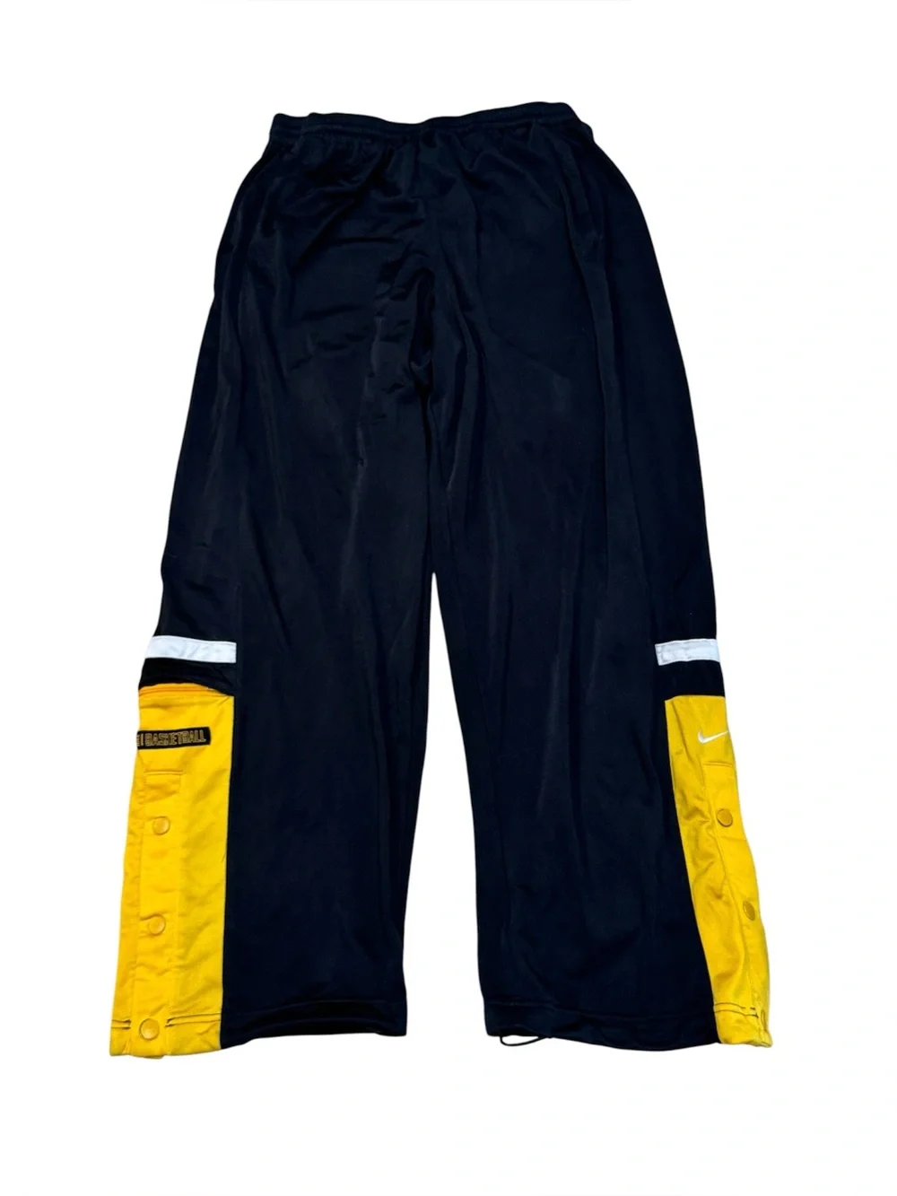 Nike Y2K Men’s Black Yellow Athletic Basketball Track Warm Up Pants Size Large